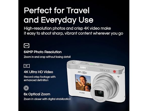 Minolta MNZ6E 2VIEW 64MP 6X Optical Zoom WiFi Camera