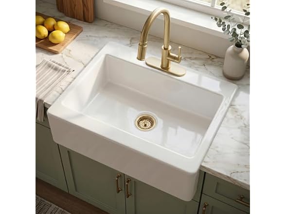 Sinkology Parker 34 in White Fireclay Farmhouse Sink
