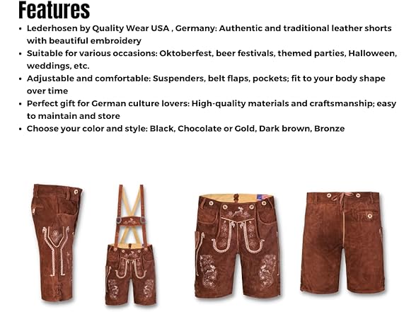 USA QUALITY WEARS USA Men Lederhosen