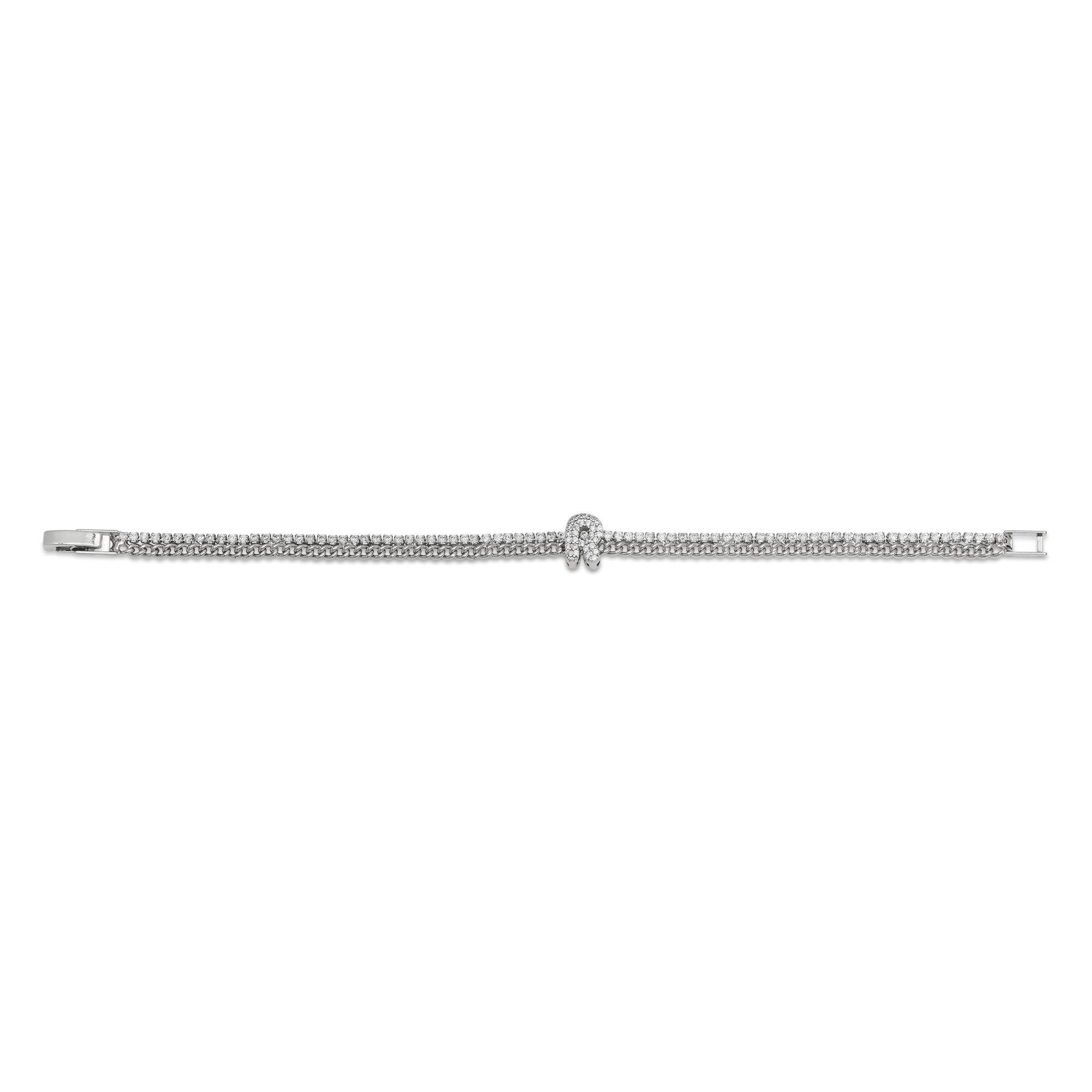 Initial Tennis + Cuban CZ Bracelet - Gallery 15