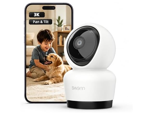Swann 3K Indoor Pan Tilt WiFi Camera (1 or 2 Pack)