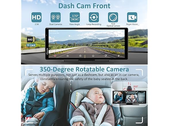 9.3" Wireless CarPlay Screen w/ 4K Cam