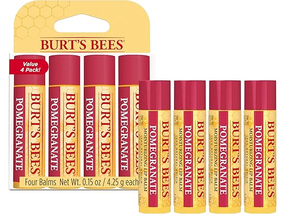 Burts Bees Pomegranate Lip Balm 4 Tubes 0.15oz