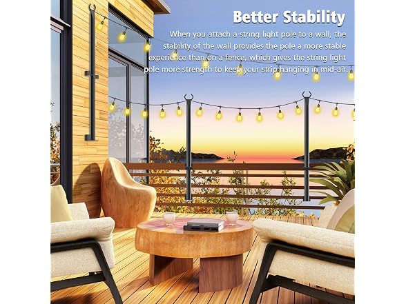Beizelte 2-Pack 5ft String Light Poles