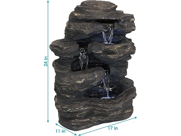 Sunnydaze Decor Rock Falls Fountain Grey - Gallery 3