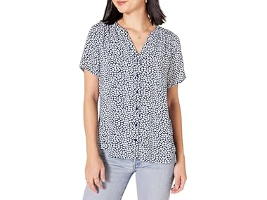 $7.99, Was $13.90, 42% Off! Amazon Essentials Women Relaxed-Fit V Neck Blouse dealfomo