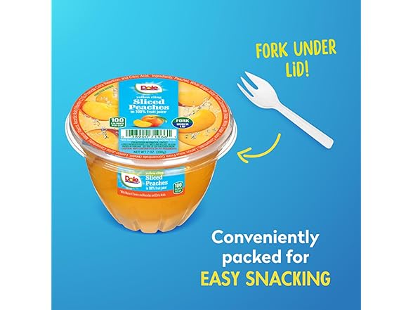 12PK Dole Fruit Bowls Diced Peaches in 100% Juice