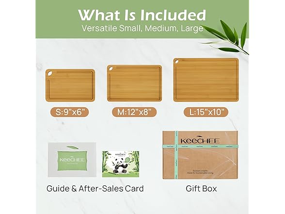 Wood Cutting Board for Kitchen - 3 Pack