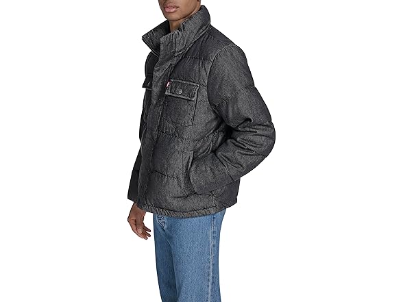 Levis Mens Mixed Media Quilted Puffer Jacket (L)