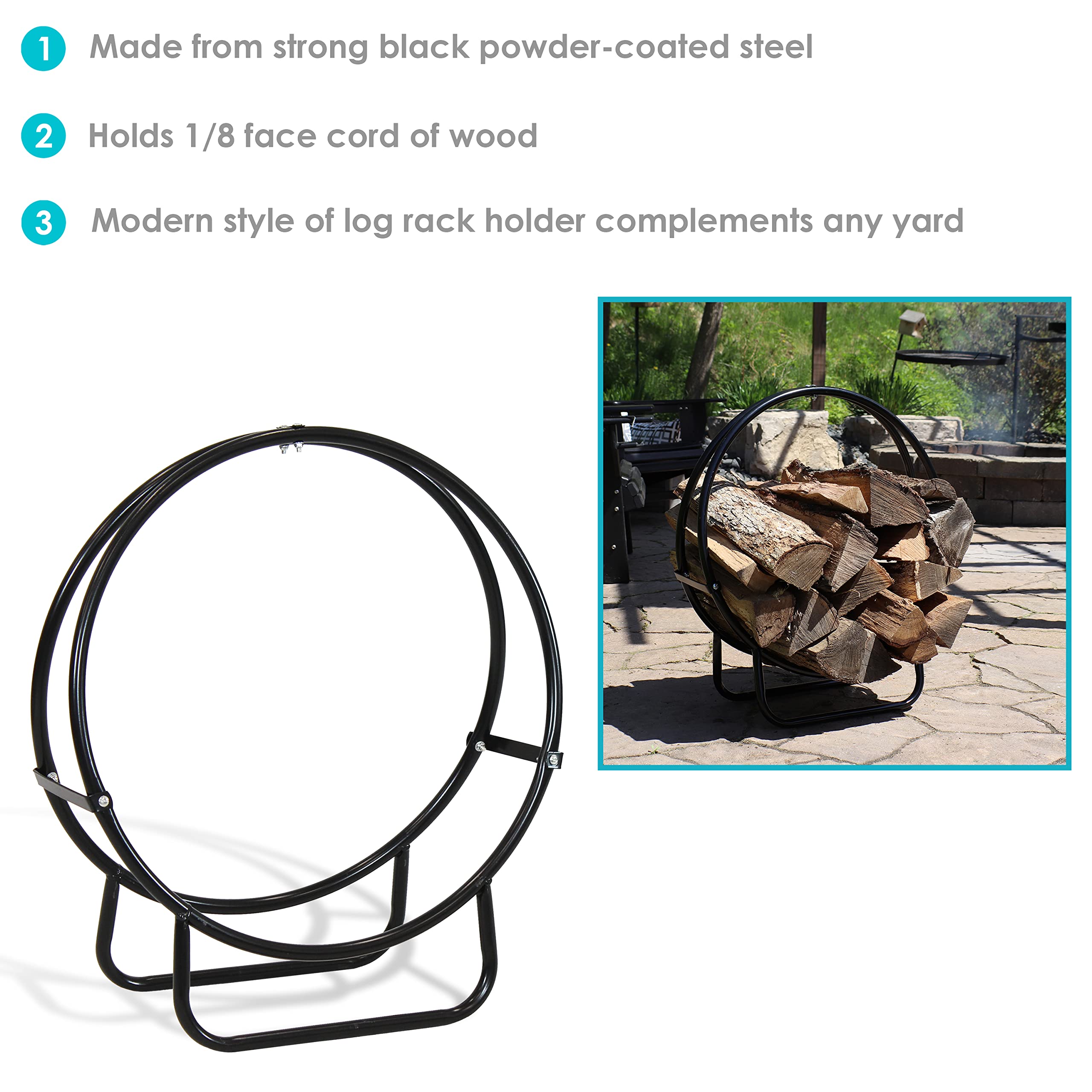 Sunnydaze Décor 24" Firewood Log Hoop - Gallery 11