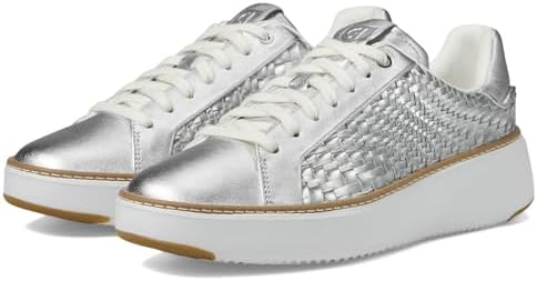 Cole Haan Women's Grandpro Topspin Sneaker, Silver Genevieve Weave/Optic White, 7.5