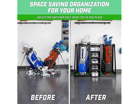 GoSports Wooden Golf Bag Organizer Storage Rack
