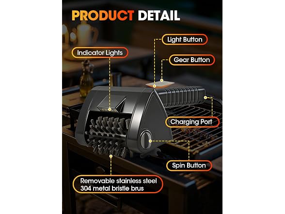 Cordless Rechargeable Grill Brush - Gallery 5