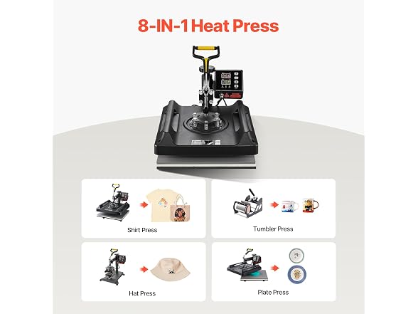 VEVOR Heat Press Machine 8 in 1 Combo 15x15