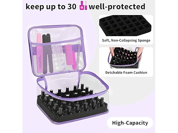 Beloving Nail Polish Organizer Bag Holds 30 Bottles