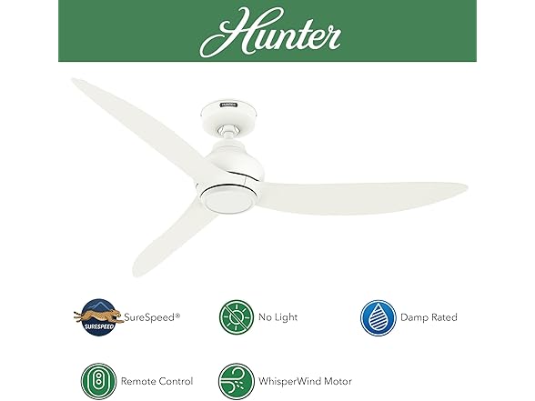 Hunter Fan 52" Matte White Indoor/Outdoor Ceiling Fan