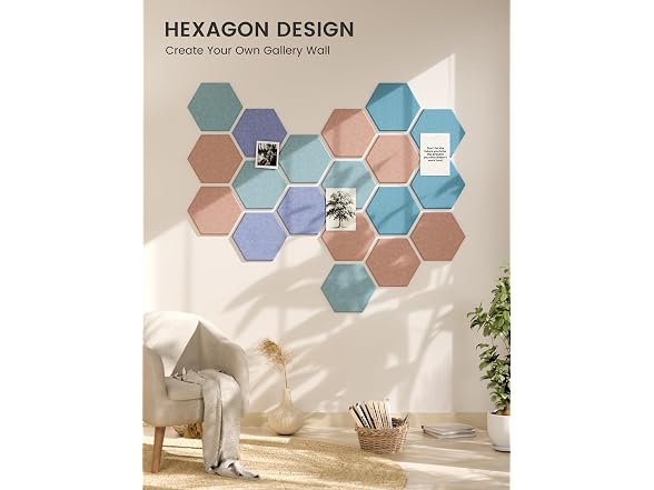 Fluxynara 8 Pack Hexagon Felt Bulletin Board Tiles