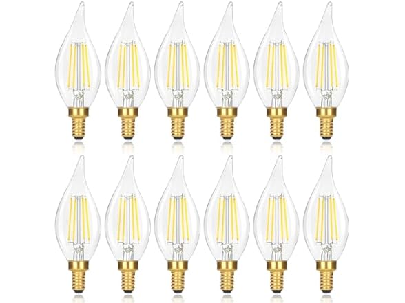 GoBright 12Pk Dimmable E12 LED Candelabra Bulbs, 60W