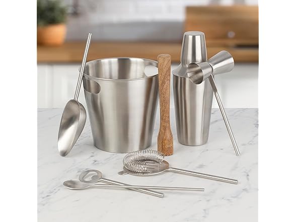Gourmet Basics Bar Essentials 8-Piece Bar-in-Bucket Tool Set 