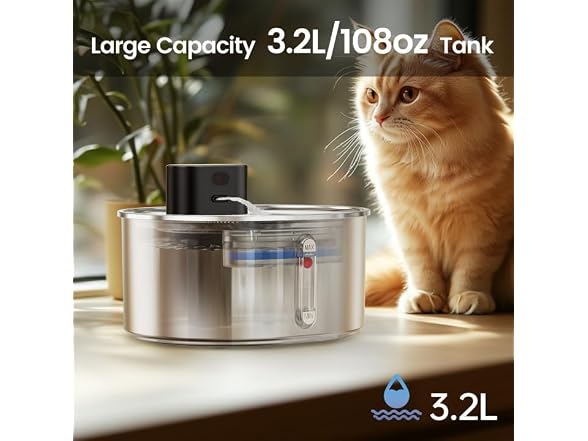 Virtulance No Pump Cat Water Fountain with 3 Filter