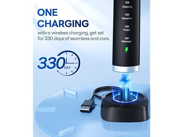 Bymore Electric Toothbrush with 8 Replacement Heads