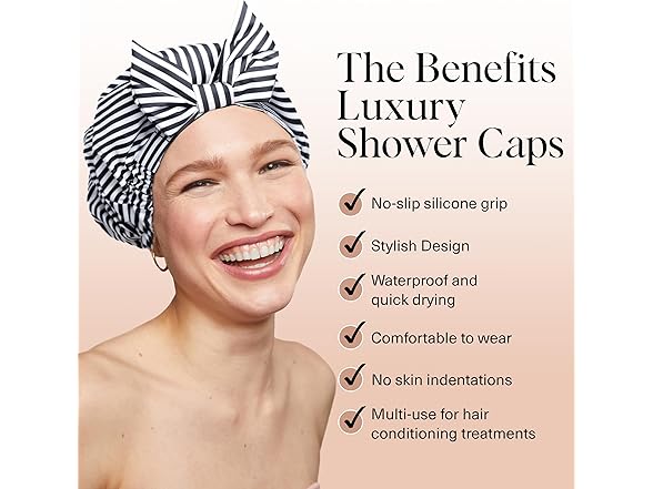 Kitsch Luxury Shower Caps for Women Reusable Waterproof