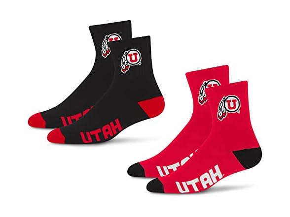 FBF Utah Utes 2pk Socks L