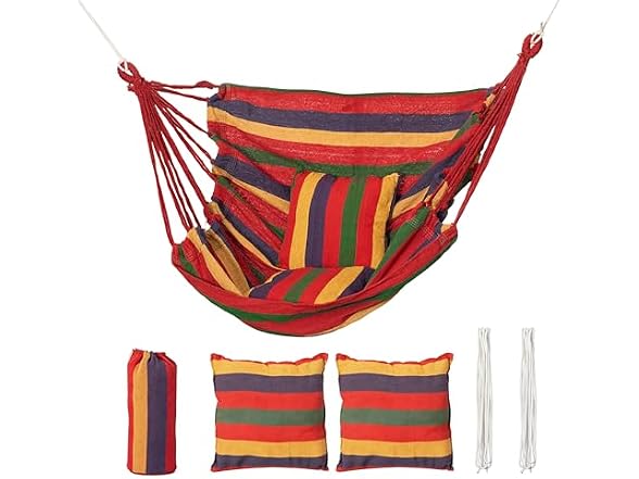 Gardenised Multicolor Striped Fabric Hanging Hammock Chair