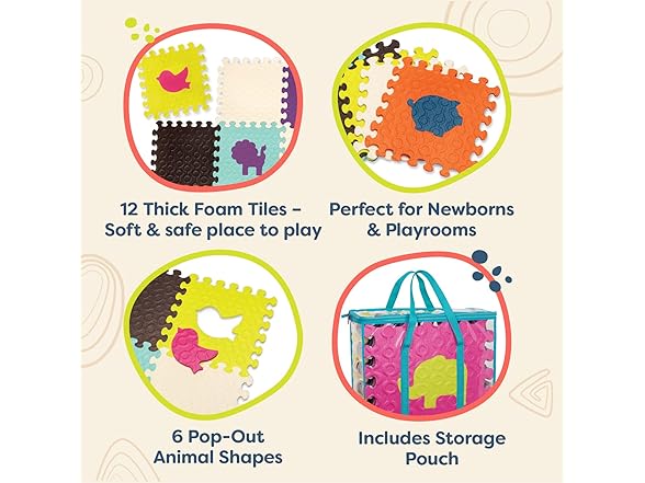 B. toys – Foam Tiles Animal Floor Mat