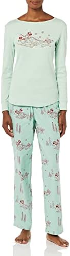 Amazon Essentials Disney | Marvel | Star Wars Women's Flannel Pajama Sleep Sets, Mickey Winter - Womens, X-Small