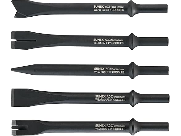 SUNEX TOOLS ACS5C Air Hammer Chisel 7” Cutting Set