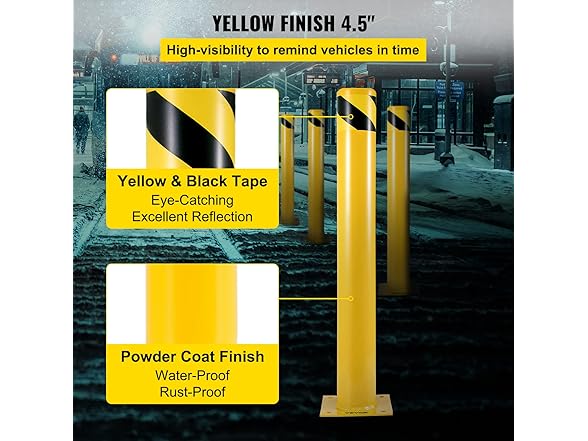 VEVOR Safety Bollard 48"x4.5" Safety Barrier Bollard 4-1/2" OD 48" Hei