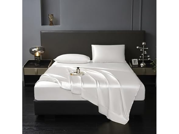 Revdomfly 4 Pcs Queen Satin Sheets