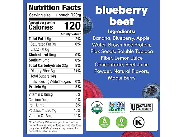 Noka Superfood Fruit Smoothie Pouches 6 Count