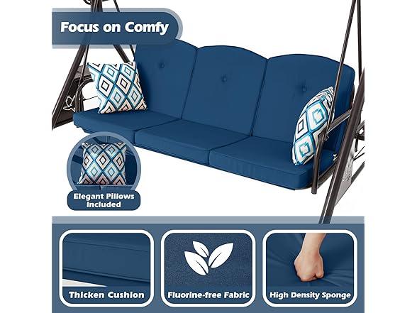 ZZW 800LBS Patio Swing with Canopy