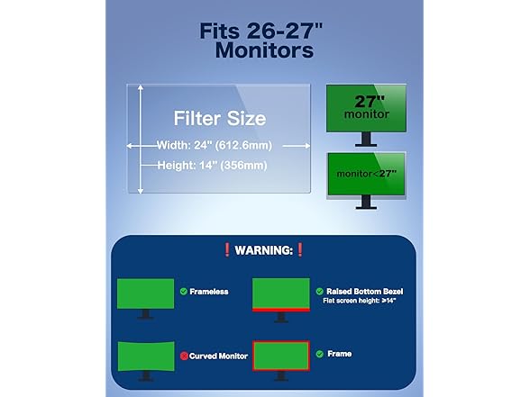 2-Pack Anti Blue Light Screen Protector for 27" Monitor