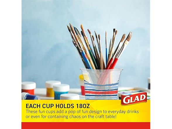Glad Glad Everyday Clear Plastic Cups with Red, White, 