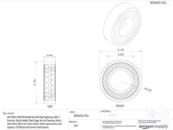 SKF SKF 2208 E-2RS1TN9 Double Row Self-Alig