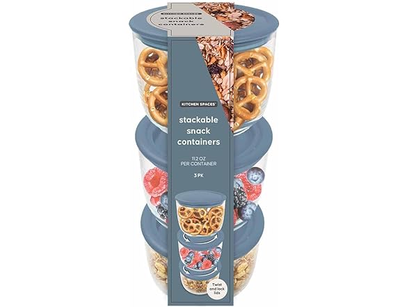 Kitchen Spaces Stackable Snack containers 3pk