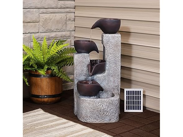 Sunnydaze Aged Tiered Vessels 29-Inch Solar Fountain