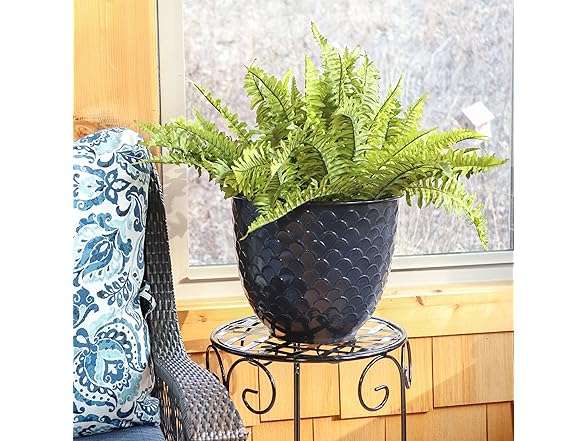 Sunnydaze Dinah 12.5" Metal Outdoor Plant Pot Set