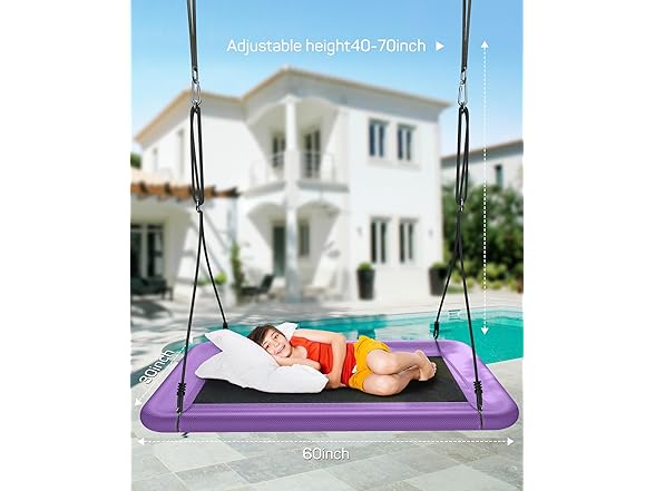 Everyfun Tree Swing for Kids and Adults, 60" Waterproof Purple