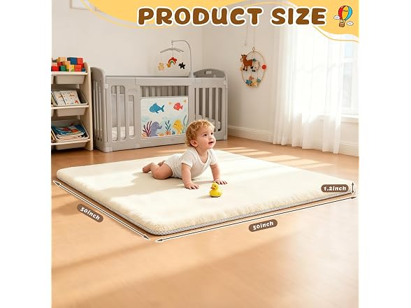 Yozoia Beige Baby Play Mat 50" x 50"