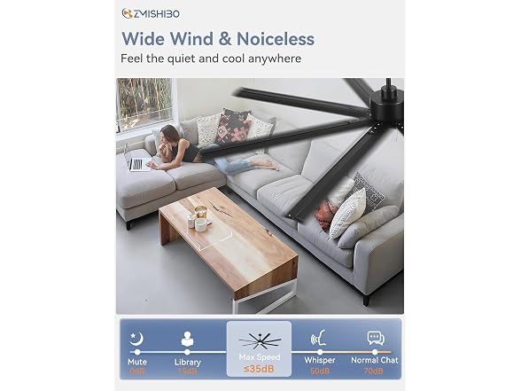 ZMISHIBO 84 Industrial Ceiling Fans with Lights