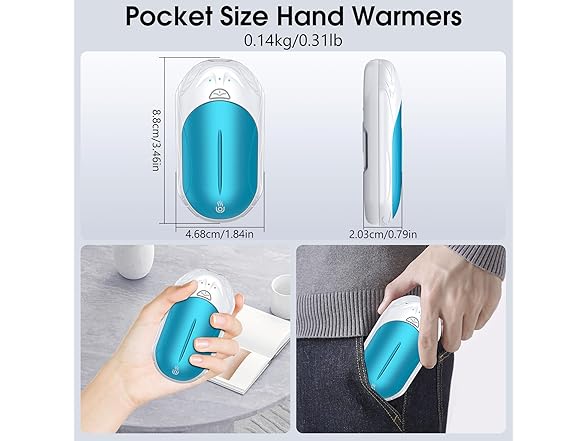 (2 Pack) AI 6000mAh Rechargeable Hand Warmer
