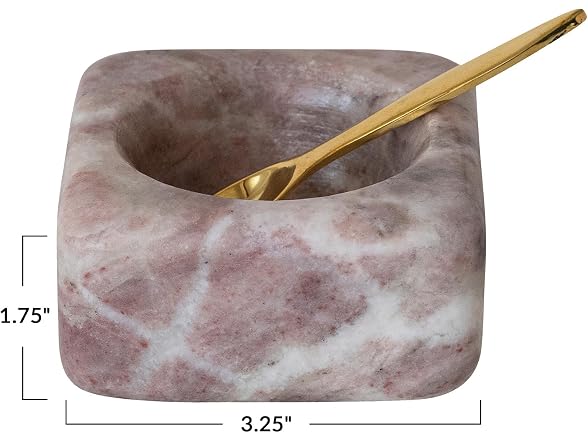 Bloomingville Marble Bowl with Brass Spoon, Pink