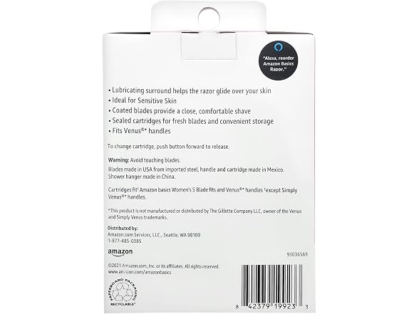 Amazon Basics Womens 5 Blade Razor 12 Cartridges