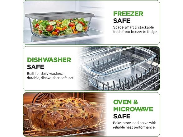 NutriChef 4 Piece Glass Loaf Pan Set with Lids 