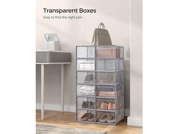 SONGMICS Pack of 12 Shoe Storage Organizers