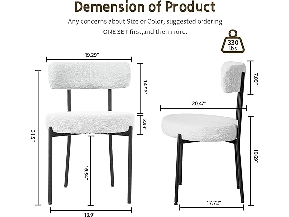 DYHOME Dining Chairs Set of 4, White Kitchen Dining Room Cha (Open Box)